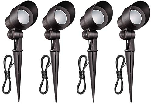 Outdoor Landscape Lighting Low Voltage Garden Landscape Lights Spotlight Uplight, Aluminum Construction Waterproof 12V 5W 3000K Warm-Yellow Light（4-Pack）