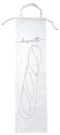 Fackelmann 47066 Brot-Baguette-Aufbewahrungstasche, Baumwoll-Essstäbchen-Tasche, Weiß, 63,5 x 17,8 cm, weiß/schwarz, Größe 1, Klassisch