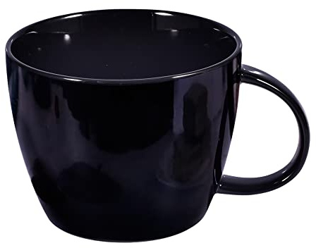 fMSDD Large Coffee Cup, Ceramic Black Coffee Mug, Wide Mouth Tea Cup Soup Bowl Mug with Handle