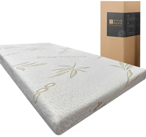 1 Bamboo Memory Foam Mattress Topper For Double Bed, Removable Zip Cover With 2.5Cm Extra Soft Antibacterial Hypo Allergenic Memory Mattress Topper - 135cm x 190cm + 2.5cm