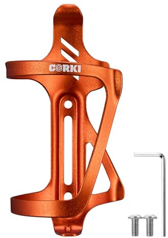 Corki Cycles Right Side Load Water Bottle Cage, Side Entry Bike Water Bottle Holder for Road & Mountain Bikes -1 Pack-Orange-Aluminum Alloy