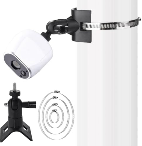 Camera Pole Montagehalterung, Kamera Halterung, Wandhalterung, Kamera Masthalterung mit 4 Verstellbaren Schlauchschellen, Universelle Masthalterung für Blink Outdoor Kamera,Blink Mini Indoor (Schwarz)