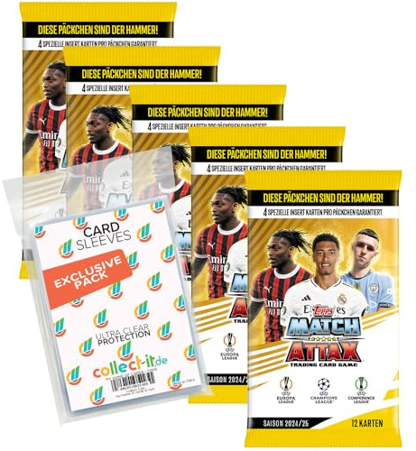 Pacchetto con Match Attax CL 2024/25 Trading Cards 5 booster + buste esclusive Collect-it
