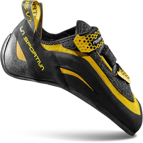 LA SPORTIVA Uomo Miura VS Scarpe da Arrampicata, Black-Yellow, 39.5