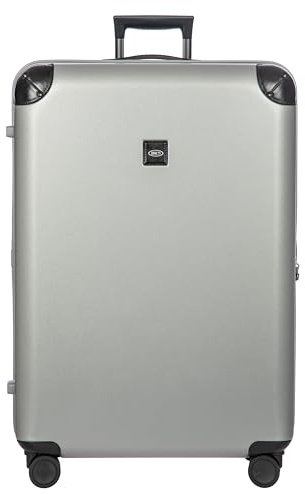 Bric's Amalfi Spinner Suitcase, Lightweight Expandable Hard Shell Luggage with Smooth 360° Wheels and TSA Lock, Silver, 81.28 cm, Amalfi 32spinner Trunk 211-silver/Black