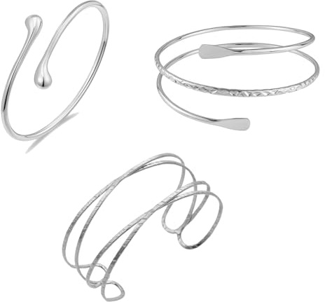 Dryxog 3 Pezzi Bracciale Braccio Superiore Avvolgente Braccialetti Donna Bracciali Bracciale Argento Donna Jewellery Braccialetto Regolabile con Design Esclusivo per Feste Nozze