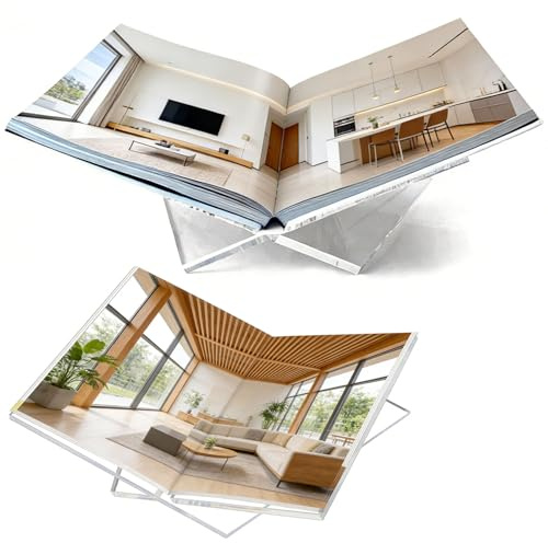 Clear Acrylic Book Stand, 12.5 x 9.5 x 5.7”, Book Holder & Display Stand for Cookbooks, Bibles, Art Books, Recipe Books, Photo Albums, Desk Reading & Coffee Table Décor