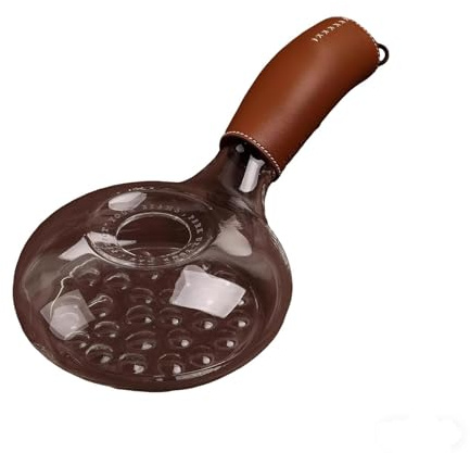 Tostador de granos de café, tostador de café, tostador de nueces de vidrio transparente, con mango extendido, cubierta de mango de cuero, salida en forma de embudo, for cafetería, tiendar.