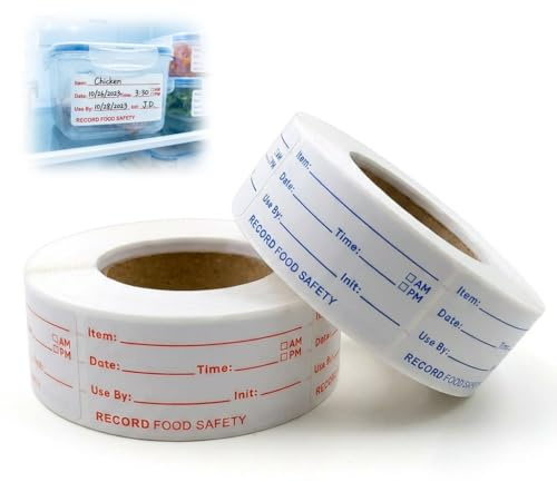 Date Labels for Food - 1000 Food Labels Stickers 50 X 25mm Freezer Label Easy Peel Off Use By Date Stickers for Foods Date and Inventory Management