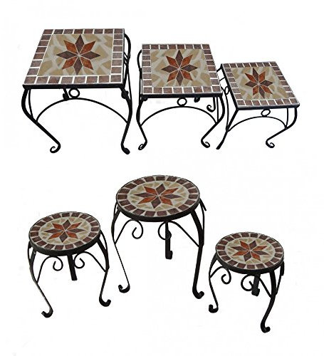 Benelando 3er Set Blumenhocker Beistelltisch Gartentisch Blumentisch Blumenständer Blumen (Quadratisch)