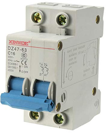 sourcing map 2 Poles 16A 400V Low-voltage Miniature Circuit Breaker Din Rail Mount DZ47-63 C16