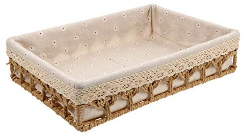 HEMOTON Organizador De Almacenamiento De Escritorio Cesta De Almacenamiento Tejida De Simulada Para Hogar Oficina 13.8X9.8X3.1 Pulgadas Canasta Multifuncional Para Pan Y Ordenación