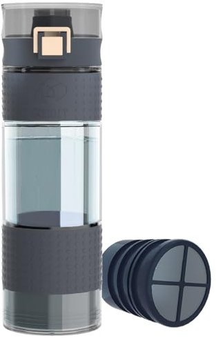 GOSOIT Tritan Plastic Filtro acqua di emergenza per esterni, filtro acqua potabile, campeggio, sport, viaggio, bottiglia per escursioni, sopravvivenza 17Fl OZ