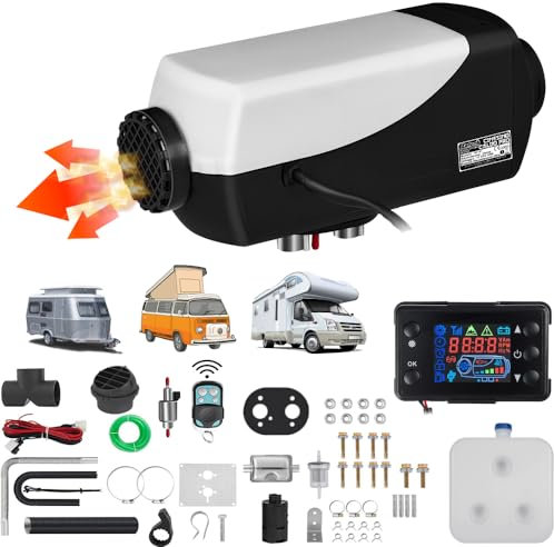 Antech Riscaldatore ad Aria Diesel 12V 5KW con Interruttore LCD Telecomando, Riscaldamento da Parcheggio per Automobili Camion Caravan SUV Pick-up Barche Yacht RV Camper