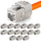 HB-DIGITAL 16x CAT 7 Keystone RJ45 Modul Buchse für LAN Kabel 10 Gbit/s bis 600 MHz AWG 22-24 werkzeuglos LSA vollgeschirmt STP Einbaubuchse für Patchpanel und Netzwerkdose