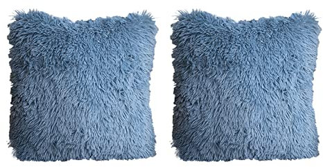 2er Set Kissenbezug, Weich Kissenhülle, Künstlich Pelz Flauschig Kissenbezüge Sofakissen Dekorativ Couchkissen, Zierkissenbezüge Künstlich Pelz Sofakissen Cuddly Fellkissen für Sofa Wohnzimmer 40x40cm