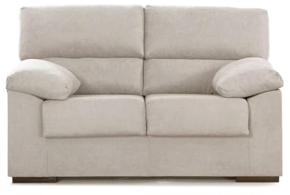 SWEET SOFA® - Sofá 2 plazas 140 cm Denver, sofá tapizado Antimanchas Beige, sofá desenfundable Estructura Madera (97 Altura x 85 Prof)