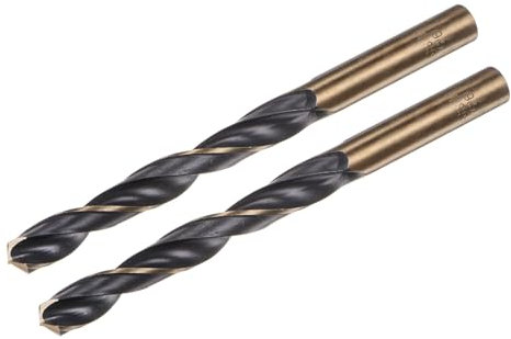 sourcing map 2pcs Jobber Drill Bits 9.5mm (0.374) Black Nitride & Gold Titanium Coated M2 High Speed Steel (HSS) Twist Drill Bits for Stainless Steel Aluminum Alloy Metal