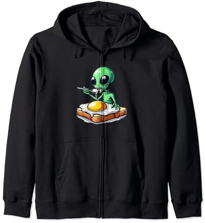 Alien mangeant des œufs au plat sur du pain grillé Sweat à Capuche