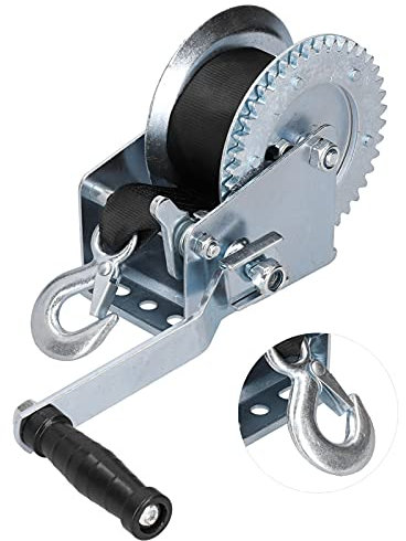 Cocoarm Treuil 1200LBS, Acier au Carbone, Robuste, Manivelle, Sangle 8M, Remorque de Bateau