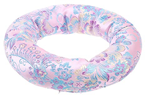 Rundes Klangschalenkissen aus Baumwolle Rosa für Buddha Klangschale
