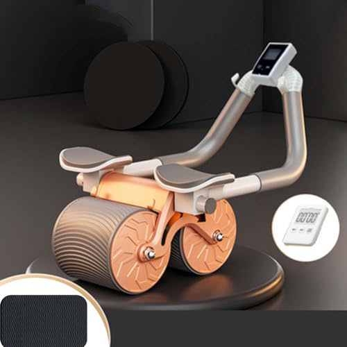 Ruedas de Rodillo de Ejercicio Doble, Rueda Abdominal de Rebote Automático, Rodillo de Rebote con Timer, AB Roller con Soporte para Codos, Rodillo de Entrenamiento, Rodillo Abdominal para Abdominales