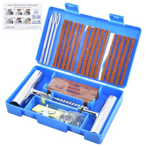 ANNTIM 58 Stück Reifenreparaturset Auto, Autoreifen Reparaturset Reifen Reparaturset, Flicken Satz, Reifenpannenset Auto für Autos, Geländewagen, Motorräder, Elektrofahrzeuge, Fahrräder und mehr