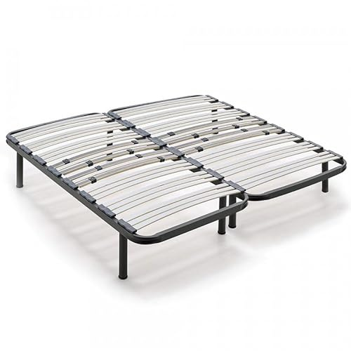 HOGAR24 ES | Somier Multiláminas | Regulación Lumbar Adaptable | Estructura de Tubo de Acero de 40x30 mm | Medida: 180x200 cm | Incluye Juego de 8 Patas Cilíndricas de 26 cm