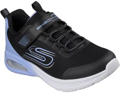 Skechers Microspec MAX Advance Fly 3.0 - Tenis para niña, Malla Negra con Ribete Lavanda, 13.5 UK Child