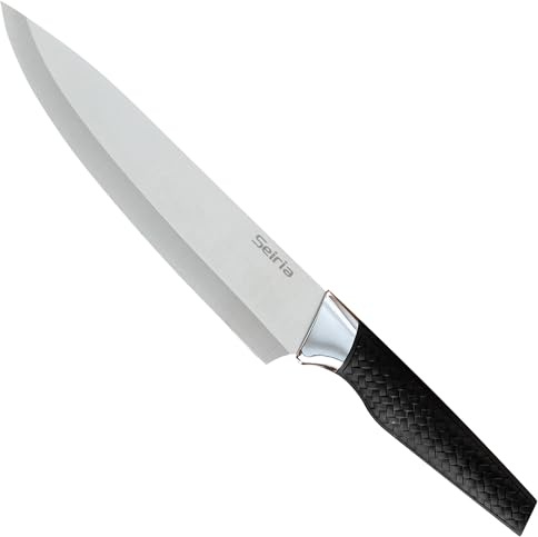 Seiria Classic 8 Inch Tripe-Riveted Stainless Steel Chef Knife Black Handle