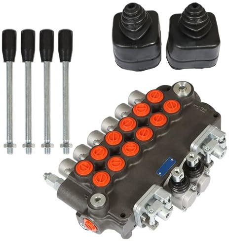 WYZSXX 6 Spulen 21 gpm hydraulisches Wegeventil Hydraulikventil doppeltwirkendes Ventil mit 2 Joysticks 3625 psi SAE-Anschlüsse für kleine Traktoren Traktoren Lader Holzspalter