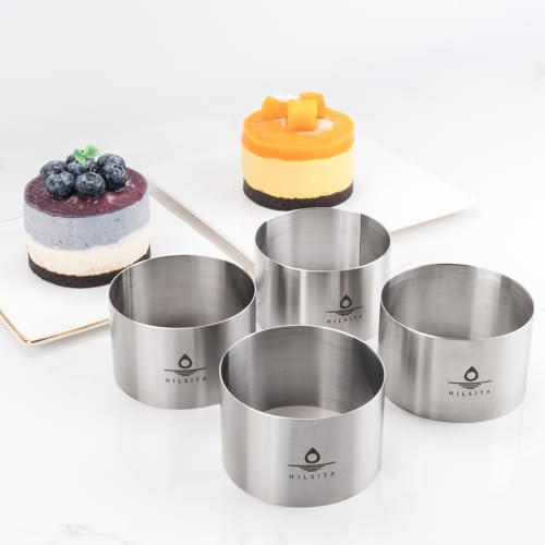 Hilsita 4/styck set mousse tårtor ringar, diameter 8 cm, rostfritt stål kaka formar bakning, tårtring, dessertringar, runda livsmedel bakverk former, matlagning bakning tillbehör