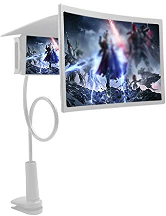 KFETCN bärbar lat-hållare mobiltelefon skärm förstoringsglas 3D-film 3D-film 30 cm förstärkare konsol smartphone klämma in hem säng skrivbordsstativ