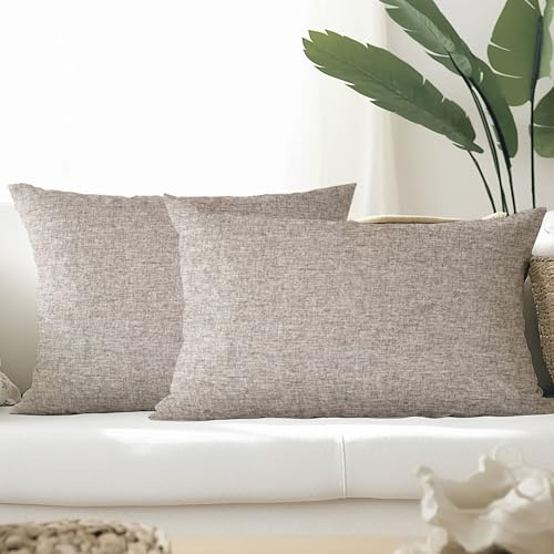 HOMEYA - 2 Fundas para Cojines 50 x 70 cm - Fundas para Cojin de Sofa Tacto Similar al Lino Tejido de Poliester 100% - Fundas para Almohada de 50 x 70 cm Decolacion para Salon