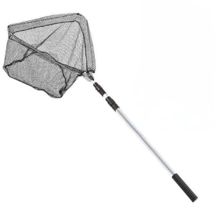 Épuisette de Pêche Pliable avec Filet Triangulaire, Long Manche Téléscopique, pour Carpe Truite Crevette Etang Bassin Poisson