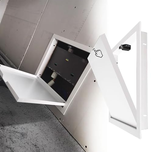 Pannello di accesso sanitario con funzione a clic, porta di servizio bianca, telaio e serratura in alluminio, 20 x 30 cm, uso interno/esterno, facile installazione, design durevole