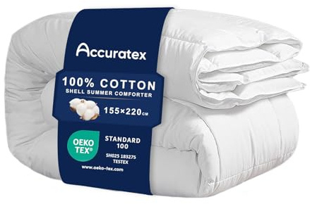 ACCURATEX 100 % bomull täcke 155 × 220 cm, 450 GSM extra mjukt och andas, hotell premiumtäcke, allergivänligt med hörnband, vinterfilt, gosig filt, tvättbar