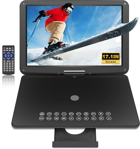 BOKYOK 19.6 Portable DVD Player with 17.6’’ Large HD Screen, 4-5Hrs Play, DVD Player Portable with Dual Speaker, Last Memory, Support SYNC TV/USB/SD Card, Play All Discs Format, Black