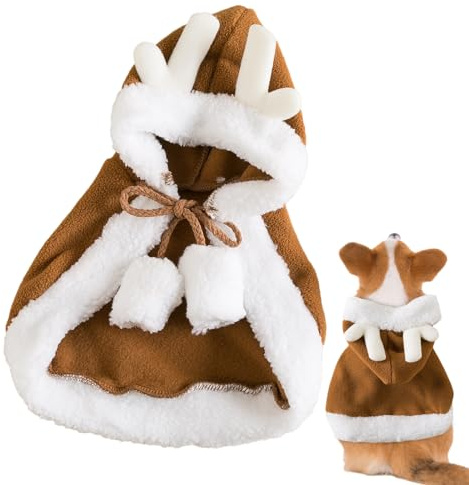 Costume da mantello per cani - Costume natalizio con carni di cervo - mantello per cuccioli | Per cani di piccola e media taglia, cuccioli e gatti
