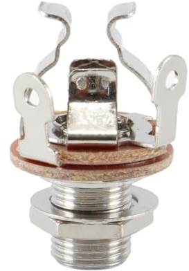 Alide Full-Contact Output Jack Socket for Guitar Bass, 4-Contact Stereo Jack with Washer and Nut Solder Type(Silver)