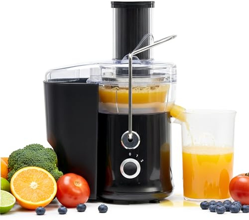 Simple Deluxe Juicer Machines, 480W Centrifugal Juicer Extractor with Wide Mouth 2.6 Feed Chute for Fruit Vegetable, Electric Juicer with 2-Speed Quick Juicing, Easy to Clean, BPA-Free, Black