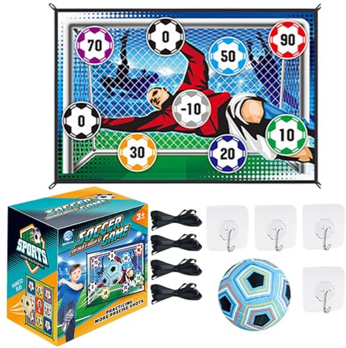 Set da gioco con pallone da calcio per bambini, tappetino da allenamento per calcio - Gioco di lancio della porta di per ragazzi,Set di attrezzature per allenamento da con 1 pallone, 1 b