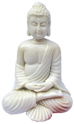 4” Buddha Statue/Idol/Decorative Figurine: Poly Marble with White Marble Finish – Premium Quality Buddha Idol in Meditation Pose. Attractive & Serene Small Buddha Statue.