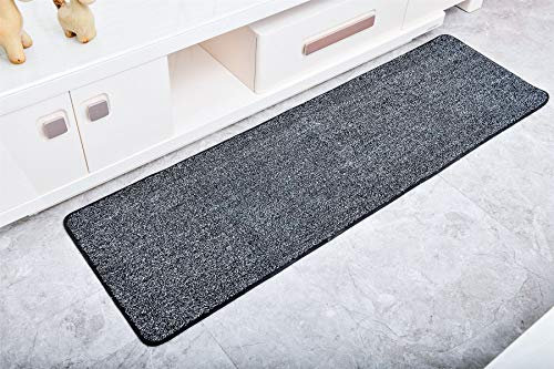 Vinsani Non-Slip Indoor Magic Clean Step Mat Machine Washable Floor Doormat Super Absorbent Carpet Runner Entrance Rug Liner - Black/White - 45 X 150 cm