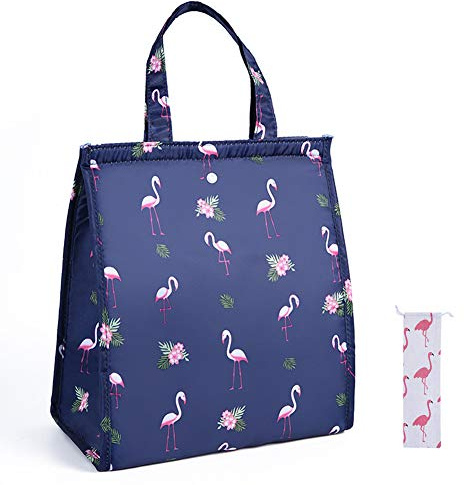 SwirlColor Borsa Termica Pranzo, 25x16x30cm Pratico Sacchetto da Pranzo Pieghevole di Alta Qualità per Contenere Stoviglie Bento Frutta Snack Bevande per Viaggiare a Scuola, con 1 Portaposate