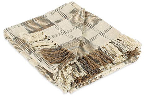 DII Farmhouse Woven Throw, 50x60 with 3 Fringe, Stone