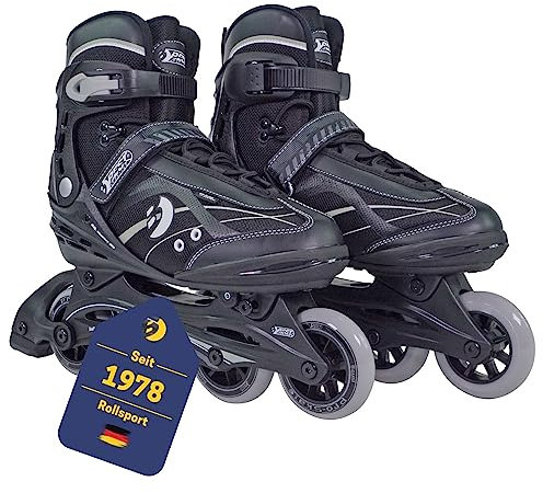 Best Sporting Inline Skates Erwachsene & Jugendliche I Rollschuhe Größe 39-40 I Breitenverstellung bis 6 mm I robuste Inliner mit Bremse I schwarz I Rollerskates Schuhe I Inliner mit 4 Rollen