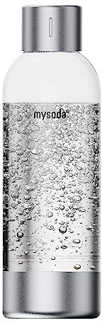 Mysoda: Bouteille d'eau de qualité supérieure réutilisable et sans BPA de 1 L avec bouchon en acier inoxydable et fond pour machines à gazéifier Mysoda – Argent