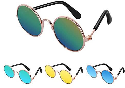 Molain Katze Sonnenbrille-Pet Welpen UV Schutz Sonnenbrille, kleine Hund Cosplay Foto Props Nette Sonnenbrille (4Pcs-Runde Sonnenbrille)