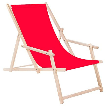 SPRINGOS sdraio in legno di faggio sdraio da giardino con braccioli sdraio da spiaggia